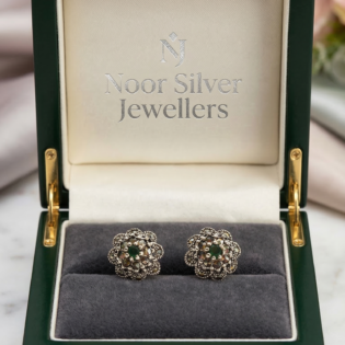 Emerald Heirloom Bloom Stud Earrings - Image 3