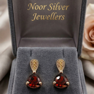 Crimson Ember Drop Earrings - Image 3