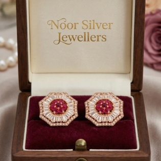 Ruby Sunburst Stud Earrings - Image 3