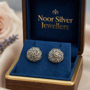 Antique Noir Rose Stud Earrings - Image 3