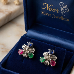Garden Tricolor Bloom Stud Earrings - Image 3