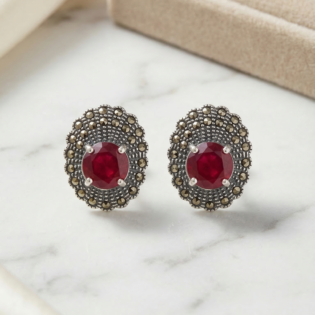 Crimson Halo Silver Pendant Set - Image 4