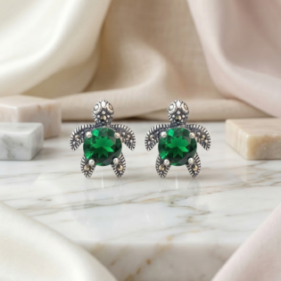 Emerald Turtle Grace Silver Pendant Set - Image 3