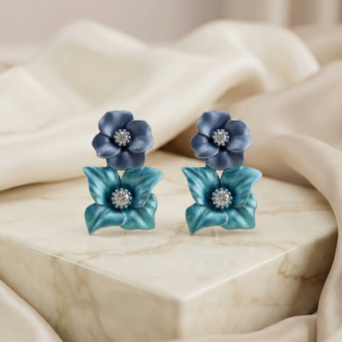 Azure Blossom Silver Pendant Set - Image 3