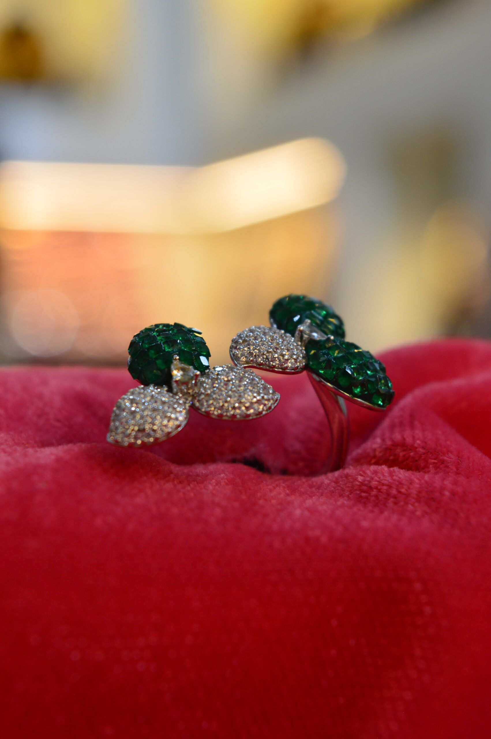 Emerald Petal Silver Ring - Image 4