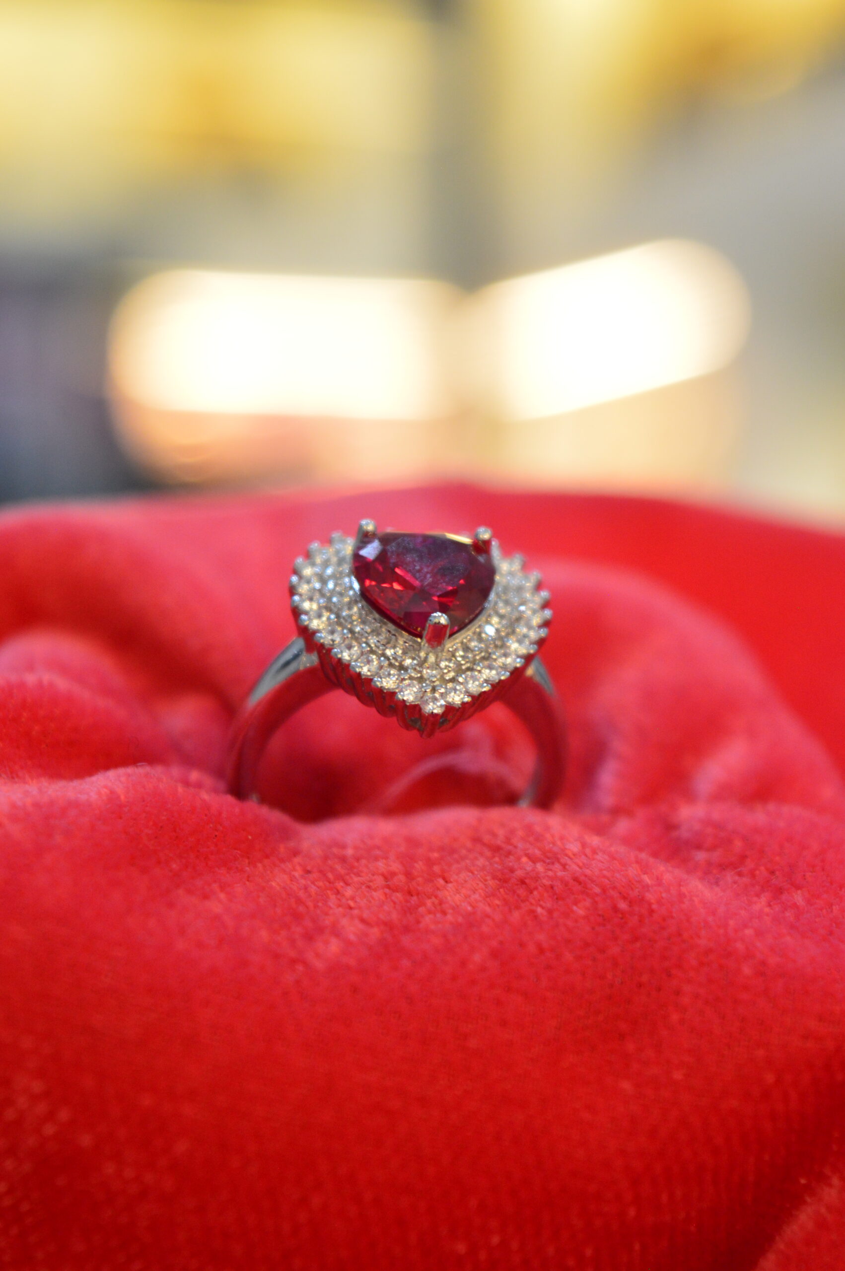 Crimson Heart Halo Silver Ring - Image 4