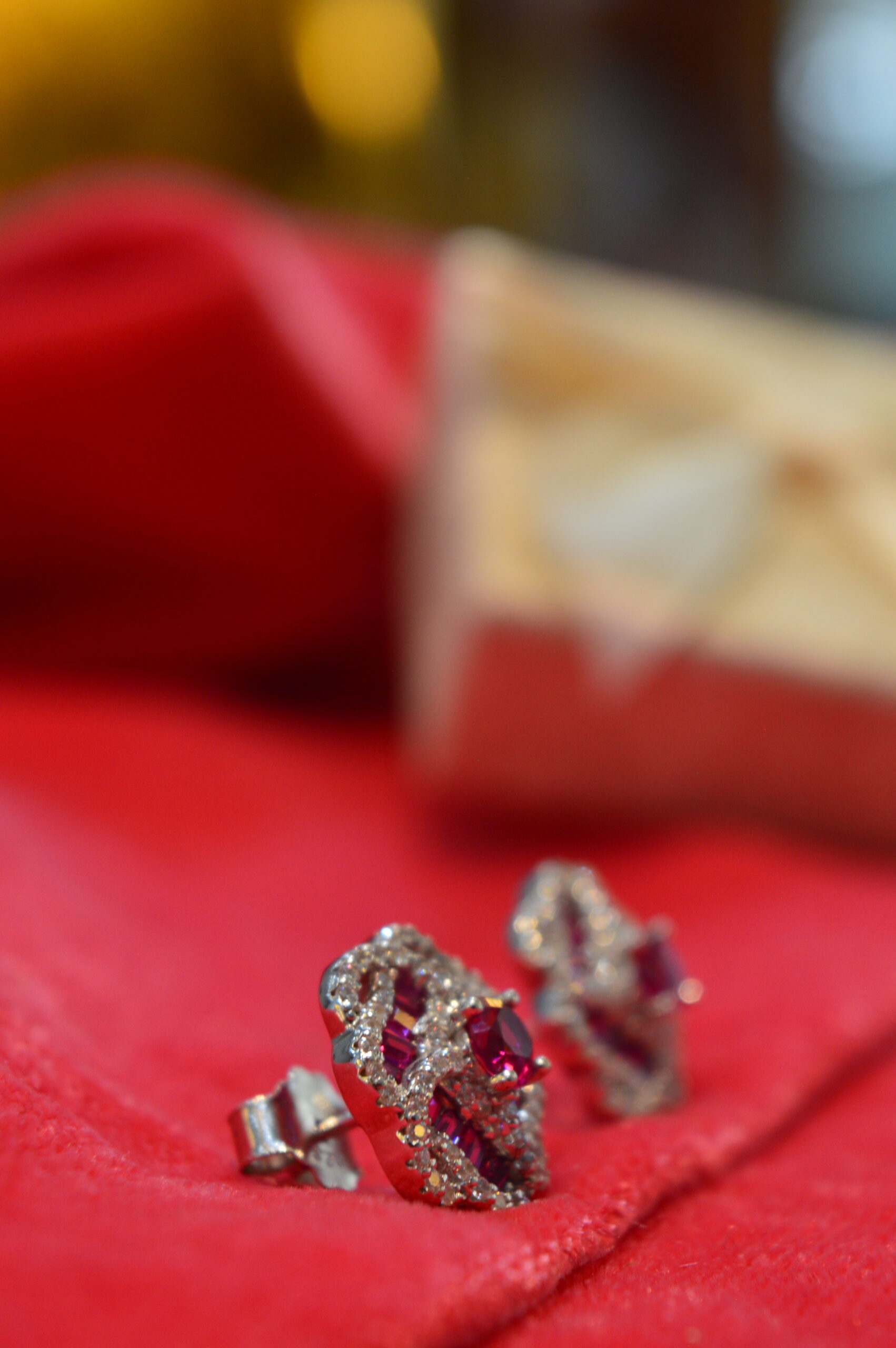 Ruby Rosette Halo Stud Earrings - Image 3