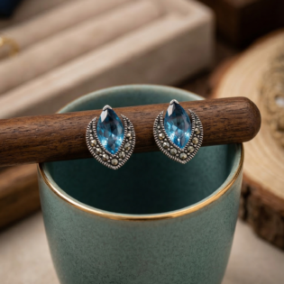 Azure Crescent Studs