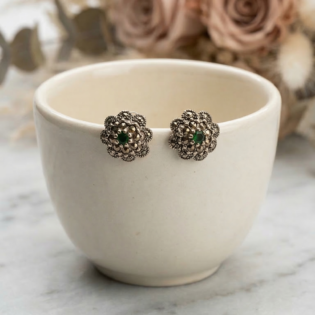 Emerald Heirloom Bloom Stud Earrings
