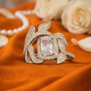 Silver Leaf Bloom Ring