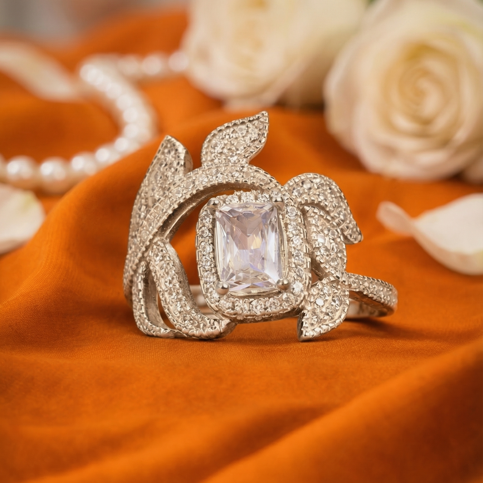 Silver Leaf Bloom Ring