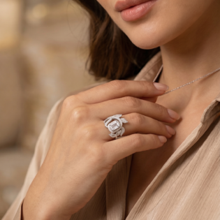 Silver Leaf Bloom Ring - Image 2