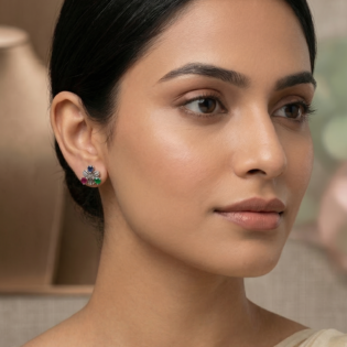 Garden Tricolor Bloom Stud Earrings - Image 5