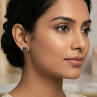Aurora Noir Stud Earrings - Image 2