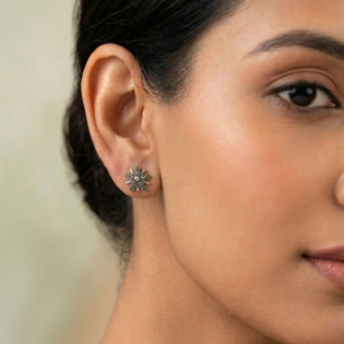 Verdant Sunburst Stud Earrings - Image 2