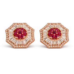 Ruby Sunburst Stud Earrings