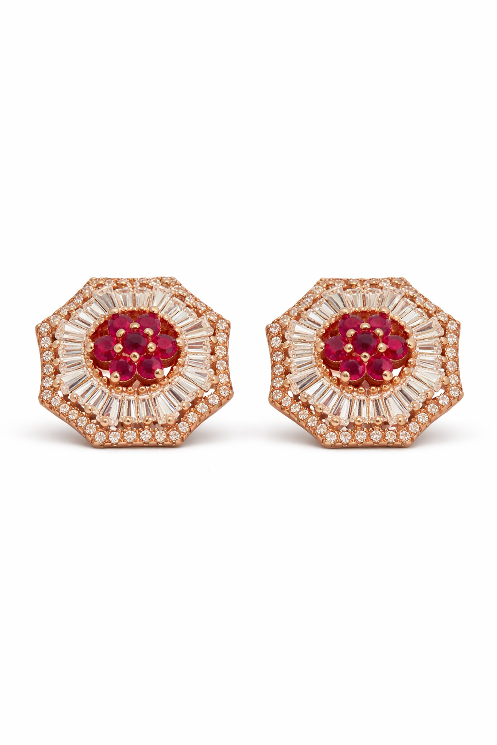 Ruby Sunburst Stud Earrings