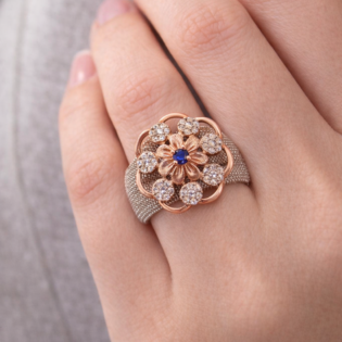 Midnight Blossom Pavé Ring - Image 2