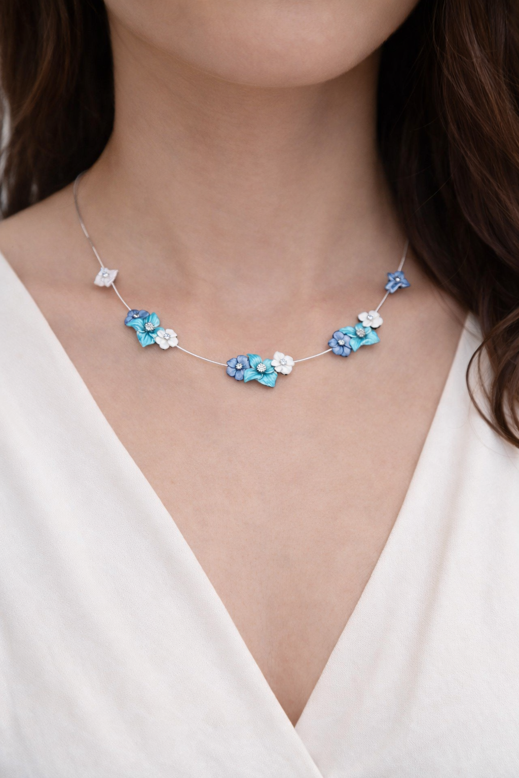 Azure Blossom Silver Pendant Set - Image 3
