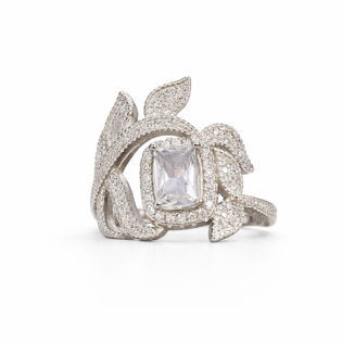 Silver Leaf Bloom Ring