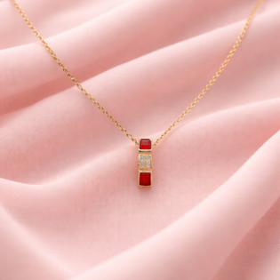 Crimson Harmony Bar Pendant