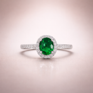 Emerald Halo Grace Silver Ring - Image 3