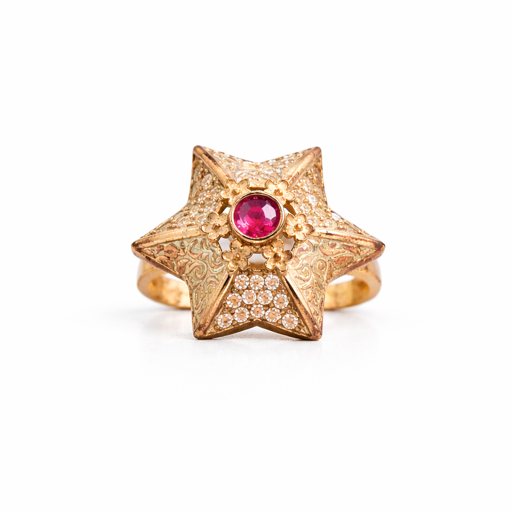 Celestara Ruby Star Silver Ring - Image 3