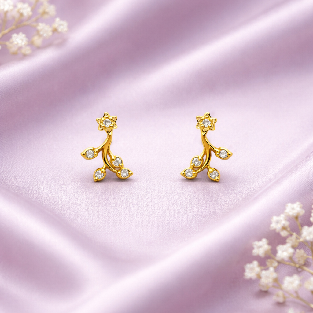 Golden Blossom Whisper Stud Earrings