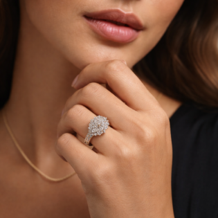 Silver Radiant Blossom Halo Ring - Image 4