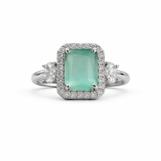 Mint Serenity Silver Halo Ring