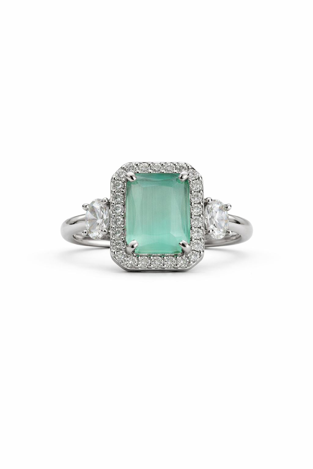 Mint Serenity Silver Halo Ring