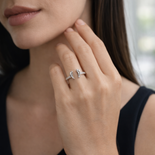Aurelia Twincrest Silver Ring - Image 2