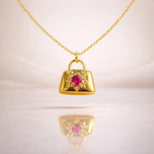 Crimson Bloom Lock Pendant - Image 3