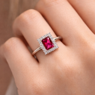 Crimson Halo Silver Ring - Image 2