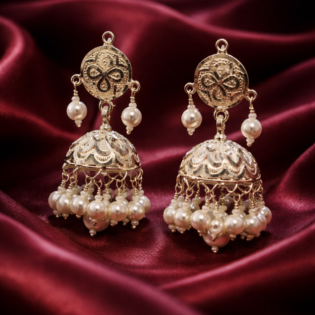 Chandrika Pearl Jhumka Pure Silver Earrings - Image 3