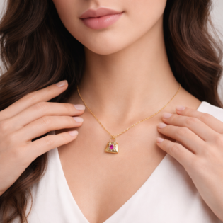 Crimson Bloom Lock Pendant - Image 2