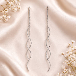 Silver Seraphine Spiral Drop Earrings
