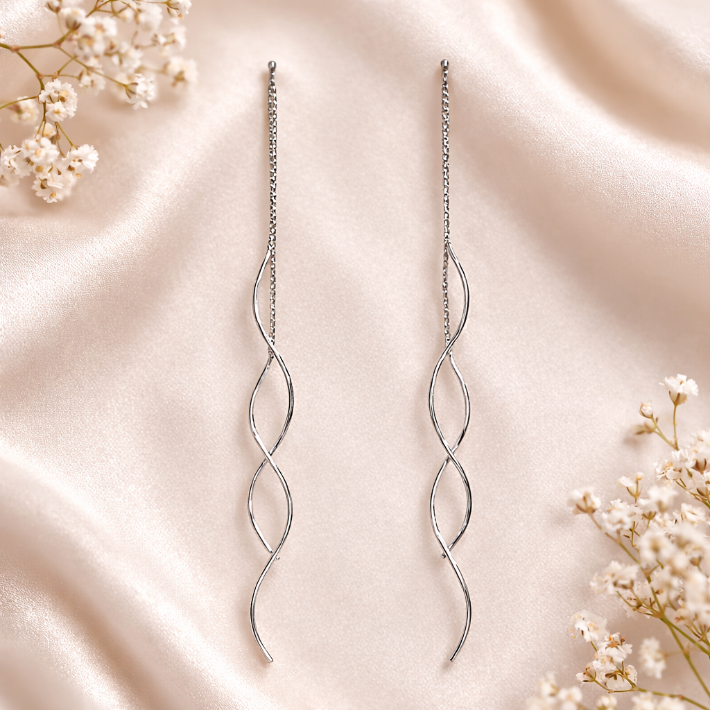 Silver Seraphine Spiral Drop Earrings