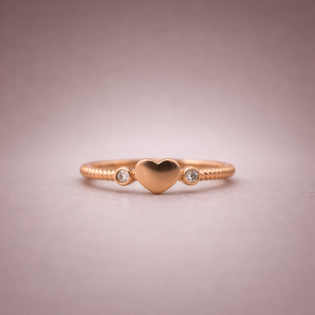 Rose Golden Heart Whisper Silver Ring - Image 5