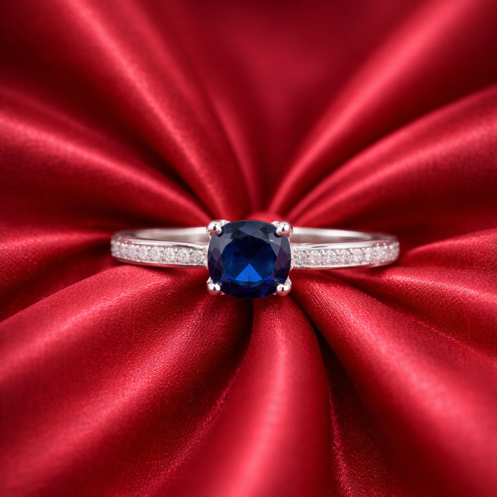 Sapphire Nightfall Pure Silver Ring