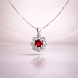 Crimson Petal Radiance Pendant - Image 3