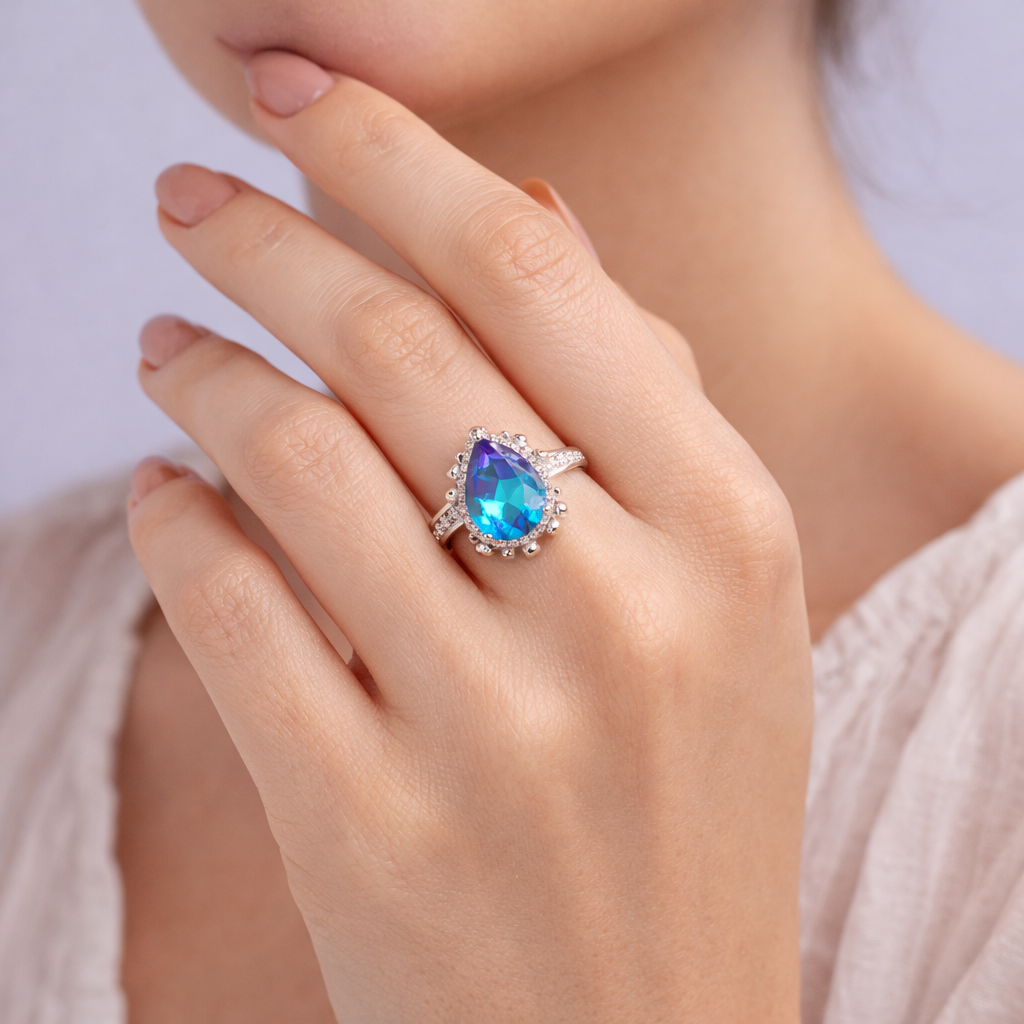 Aqualyra Prismfall Silver Ring - Image 2