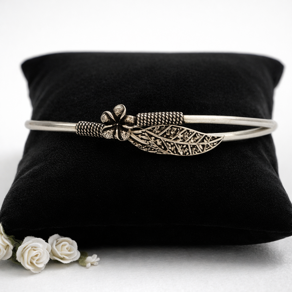 Pushpa Vriksha Silver Kada Bracelet
