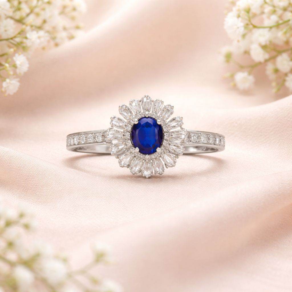 Celestine Azureburst Silver Ring