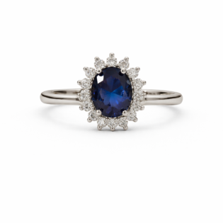 Midnight Sapphire Halo Ring