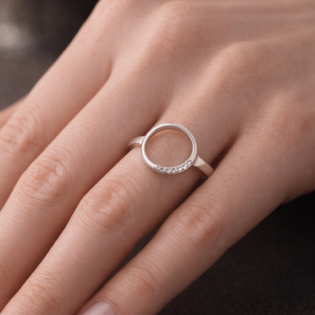 Lunaris Arc Halo Silver Ring - Image 2