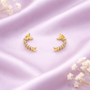Luna Vine Crescent Stud Earrings