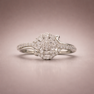 Silver Radiant Blossom Halo Ring - Image 3