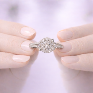 Silver Radiant Blossom Halo Ring - Image 5