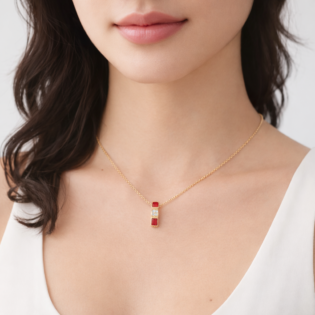Crimson Harmony Bar Pendant - Image 4